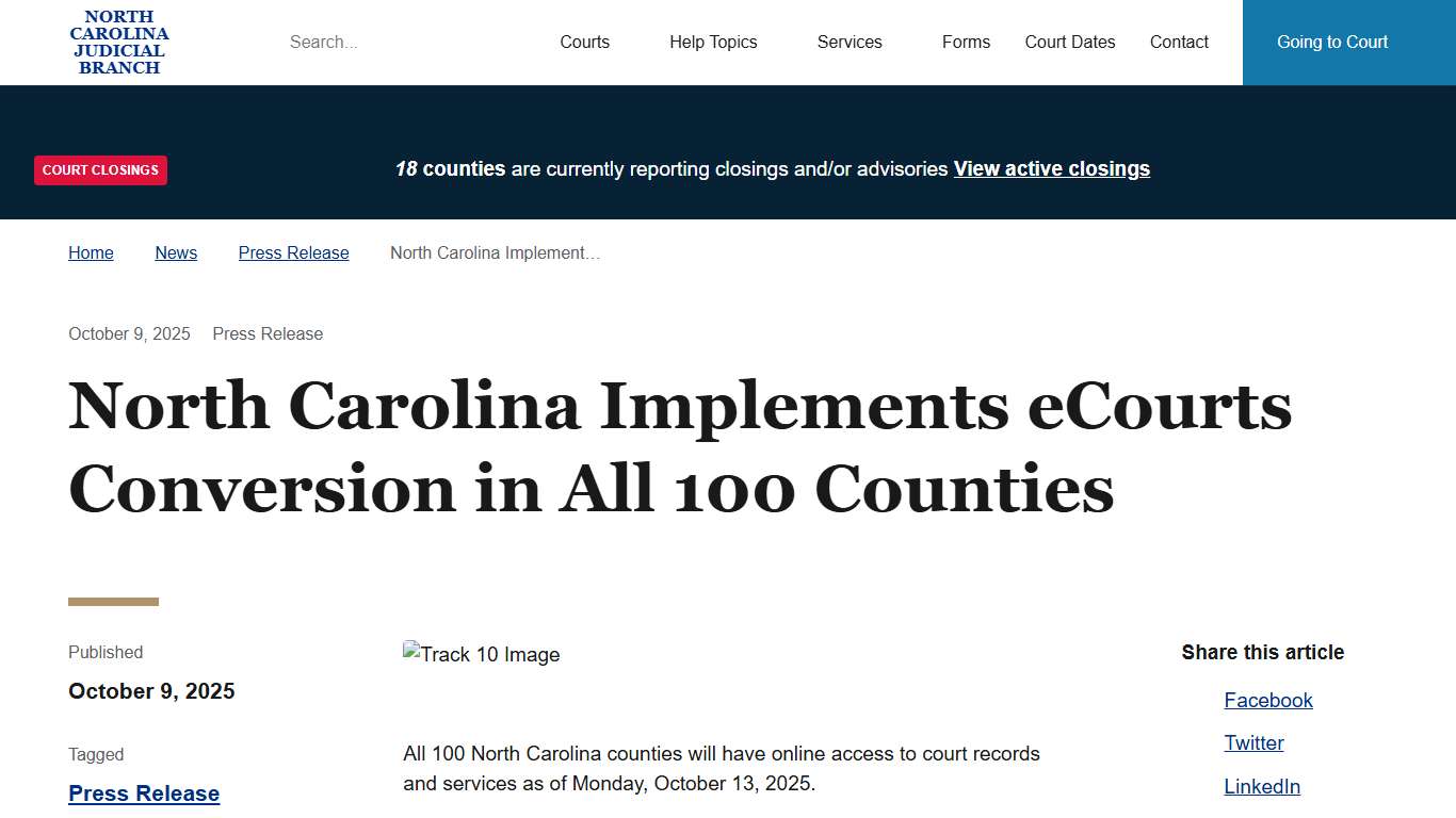 North Carolina Implements eCourts Conversion in All 100 Counties North Carolina Judicial Branch