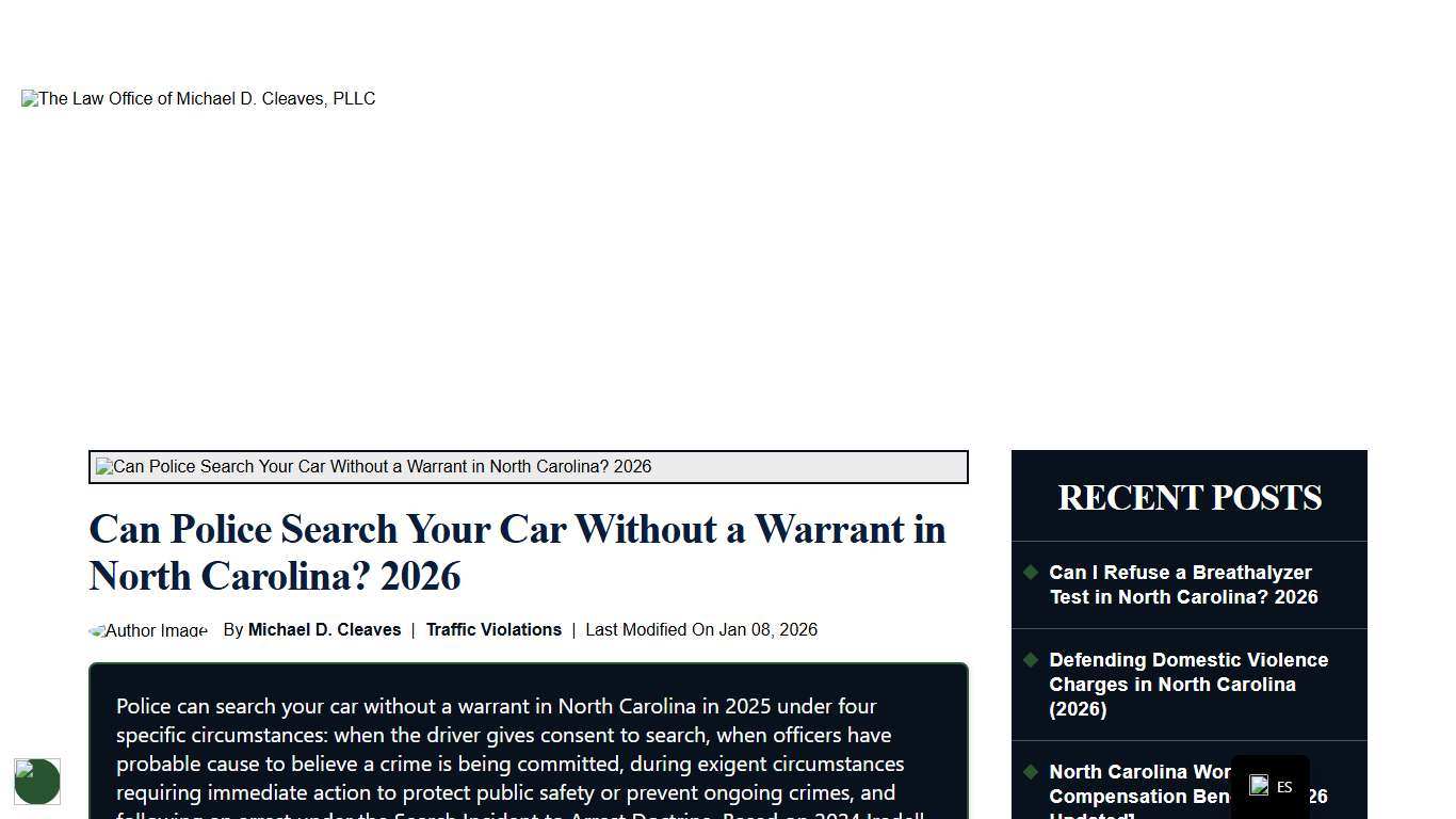 Can Police Search Your Car Without a Warrant in North Carolina? 2026